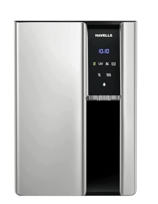 Havells Gracia Alkaline Water Purifier (Silver & Black), RO+UV+Alkaline, Hot, Warm & Ambient Water, Copper+Zinc, 8 Stage Purification, 7.5L SS Tank, Suitable for Borwell, Tanker & Municipal Water